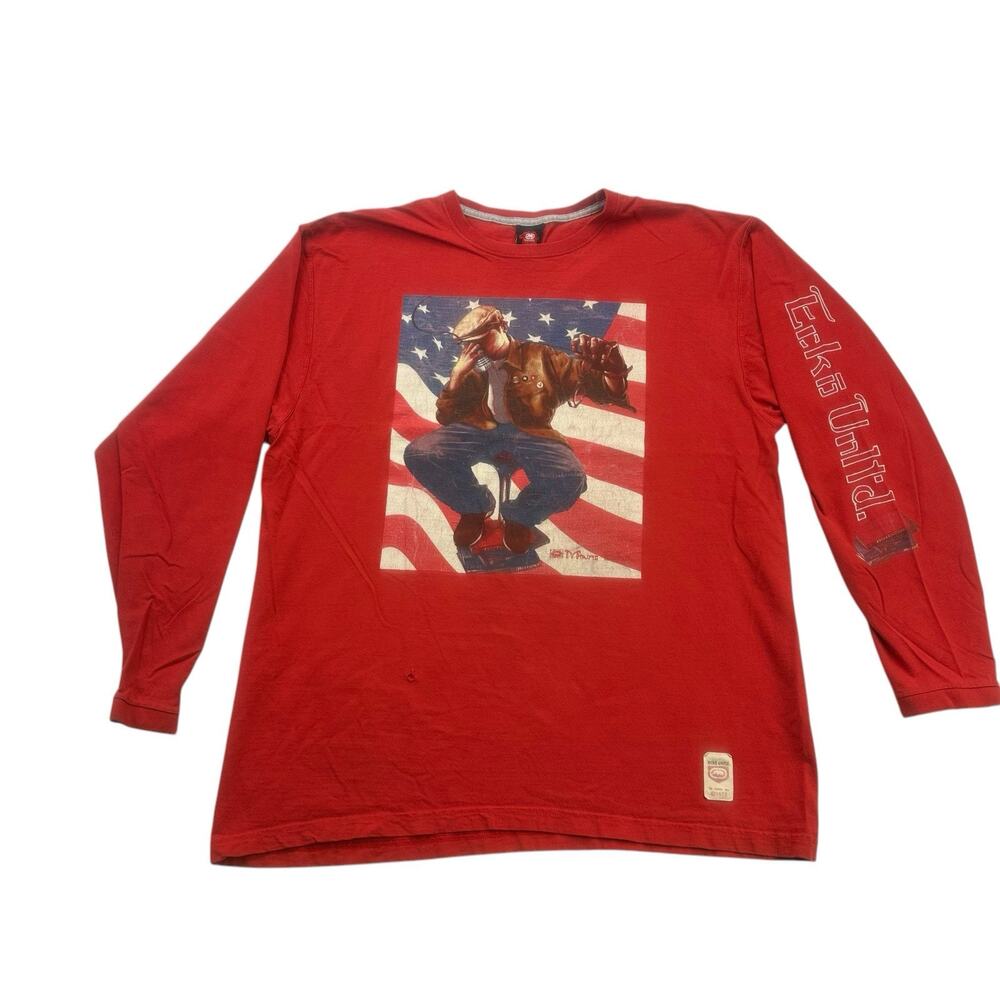 Vintage Ecko Unlted Shirt Mens XL Red American Flag Microphone Music Long Sleeve